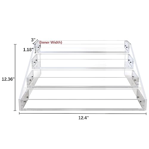PMMASTO Widen Tiered Spice Rack, Seasoning Organizer, Clear Acrylic Vertical Shelves Can Organizer for Countertop, Cabinet, Pantry, Kitchen Organization and Storage - 4 Tier - size: Widen 4 Tier - inner width 3''