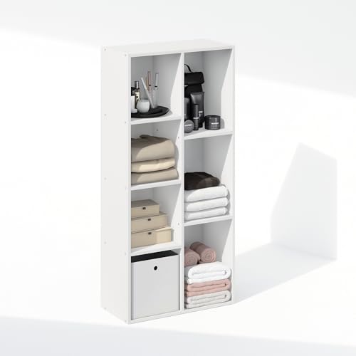Furinno Reed Closet Organizers and Storage, 7-Cube Closet Organizer, Open Shelf Closet Storage, for Wardrobe, Bedroom, Living Room, White - color: White, size: 7-Cube