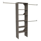 ClosetMaid SuiteSymphony Wood Closet Organizer Starter Kit with Tower and 3 Hang Rods, Shelves, Adjustable, Fits Spaces 5 – 10 ft. Wide, Graphite Grey - style: Graphite Grey Finish