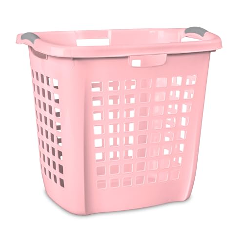 Sterilite 4-Pack Ultra Easy Carry Laundry Basket, Plastic Clothes Hamper Bin w/Comfort Grip Handles & Rim, 2.1 Bushel Capacity, Pink Frost - color: Pink Frost