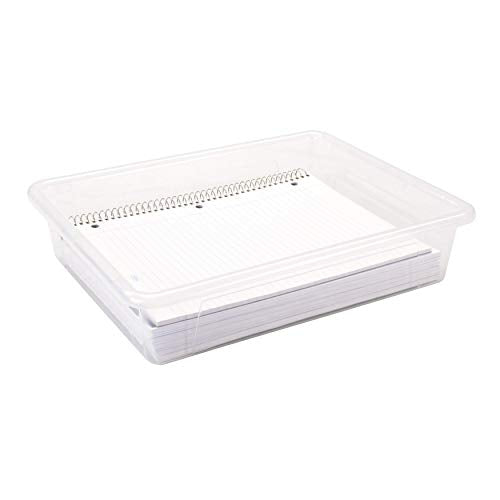 Storex Letter Size Deep Storage Tray – Organizer Bin for Classroom, Office and Home, Transparent, 5-Pack (62566U05C)