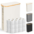 Odonata Large Toilet Paper Storage Basket with Lid, Slim Toilet Paper Organizer, Hold up to 20 Regular Rolls or 15 Mega Rolls. (Beige, 49L) - color: Beige