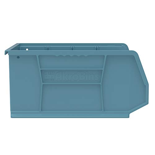 Akro-Mils 30250 AkroBins Plastic Storage Bins - Hanging Stacking Containers, 15x16x7-Inch, Light Blue (6-Pack) - color: Light Blue