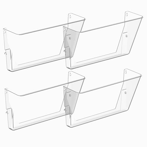 Gawerk Clear Acrylic Single Pocket, Plastic Hanging Wall Mount File Holder for Office Home (Clear, 4 Pack) - color: Clear, size: 4 Pack