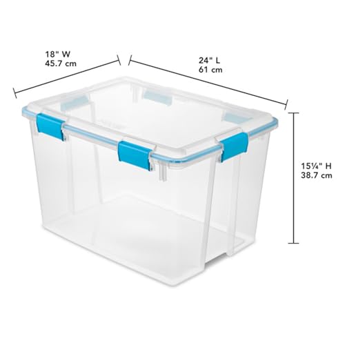 Sterilite 12-Pack Gasket Box, Weather-Resistant Storage Bins with Latching Lids, 80 Quart - Heavy-Duty Organizing Containers for Closet, Bathroom, and Office - size: 80 Quart, style: 12 Pack