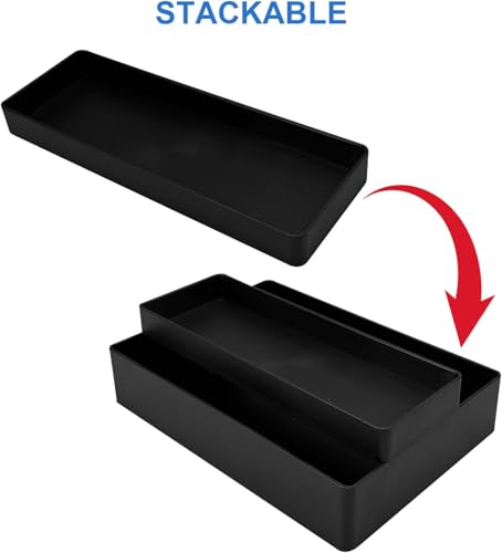 Amazon Basics Rectangular Plastic Desk Organizer, Half Accessory Tray for Office Supplies and Workspace Organization, 9.4" x 3.3" x 1", Black (Pack of 2) - color: Black, size: 9.4" X 3.3" X 1" (Pack of 2)