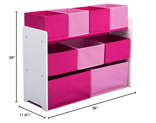 Delta Children Deluxe Multi-Bin Toy Organizer with Storage Bins, White/Pink Bins - color: White/Pink Bins, style: Organizer