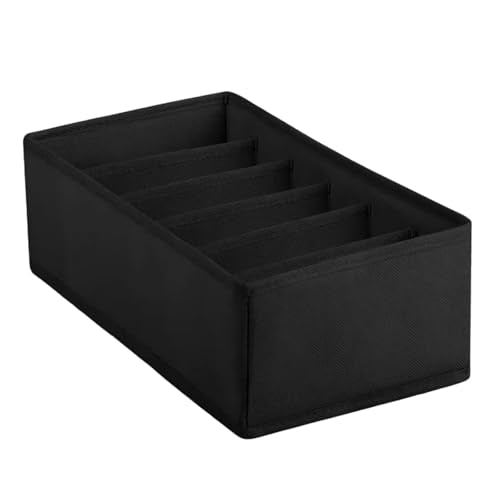6 Grid Foldable Clothes Organizer Box,Wardrobe Storage Bin with PP Board Support,for Underwear, Socks, and T-Shirts,Black - color: Black, size: 6 Grid