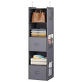 YOUDENOVA Hanging Closet Organizer, 5 Tier Hanging Closet Shelves with 6 Side Pockets and 2 Drawers, Grey - color: Grey