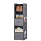 YOUDENOVA Hanging Closet Organizer, 5 Tier Hanging Closet Shelves with 6 Side Pockets and 2 Drawers, Grey - color: Grey