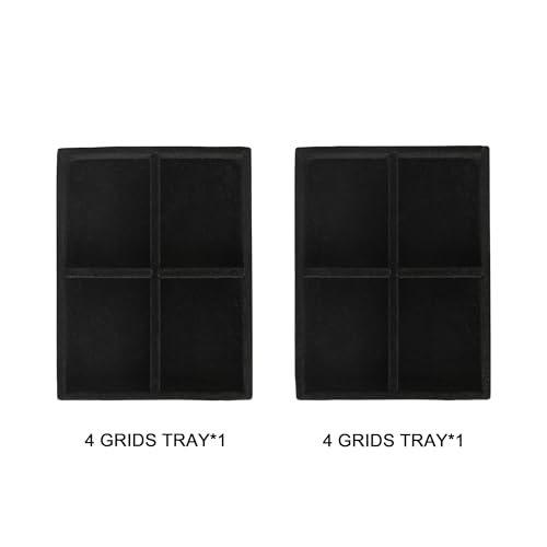 Frebeauty Small Jewelry Tray Set,Stackable Velvet Jewelry Organizer Tray,Mini Jewelry Drawer Organizer,Drawer Inserts,4.92 x 3.74 x 0.9 Inches,4 Grid Earring Organizer for Women(Set 2,Black) - color: Black, size: 4 Grids Set 2