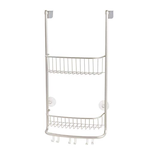 iDesign Forma Bathroom Over The Door Shower Caddy with Storage Baskets Shelves for Shampoo, Conditioner, Soap, Set of 1, Satin - color: Satin