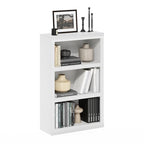 Furinno Rail Book Shelf, 3-Tier Bookshelf, Bookcase with Open Shelf, 10.1 x 24.6 x 39, for Living Room, Bedroom, Home Office, White - color: White, size: 3-Tier, 10 x 24.6 x 39