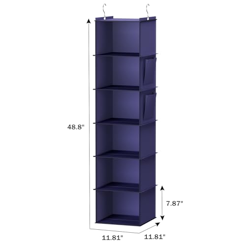 YOUDENOVA Hanging Closet Organizer, 6-Shelf Closet Hanging Storage Shelves, Purple - color: Purple
