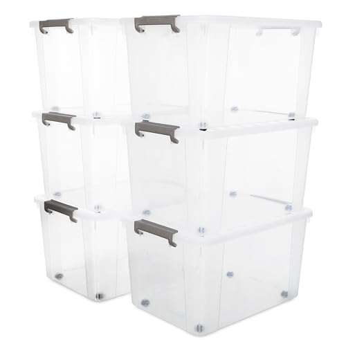 ITYLIFE CITYLIFE 6 Packs 69 QT Plastic Storage Bins with Lids Large Stackable Storage Containers for Organizing Clear Storage Box for Garage, Closet, Kitchen - size: 6 Packs - 69 QT