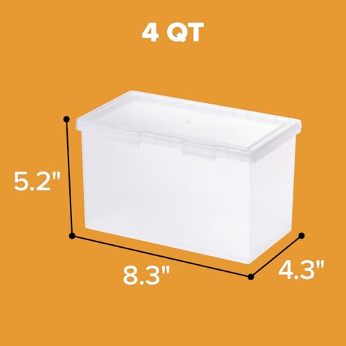 Bostitch Konnect Storage Containers with Lids, Office Organizer, Clear Plastic Box, Desk and Home Organizer, Labels, 4 Qt, 2 Pack