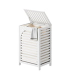 FILWH Laundry Hamper with Lid (16.9 * 13 * 26.5inches) Large Bamboo Laundry Bin Basket 85L Clothes Hamper with 1 Removable Bag Storage baskets for Bathroom (White) - color: White
