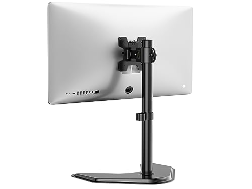 WALI Single Monitor Stand up to 32 Inch Screens, Freestanding Single Monitors Arm Desk Mount, Universal VESA Monitor Mount 75x75/100x100mm, Adjustable Height and Angle (MF001), Black - size: Single, style: Free-Standing