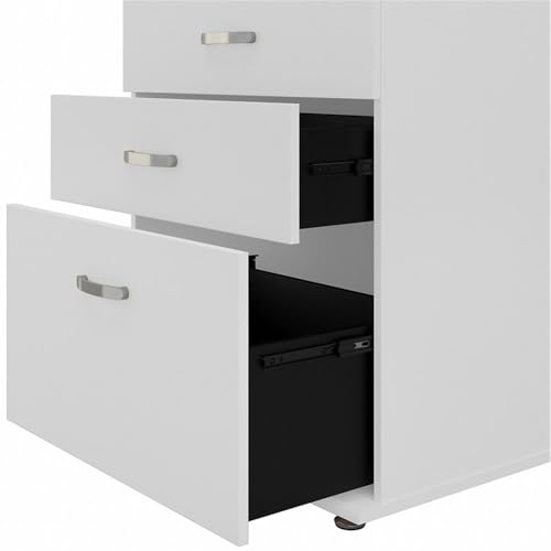 Bush Business Furniture Universal 92W 5 Piece Modular Storage Set with Floor and Wall Cabinets in White - color: White