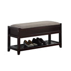 Roundhill Furniture Rouen Espresso Seating Bench with Shoe Storage, - color: Espresso Fabric