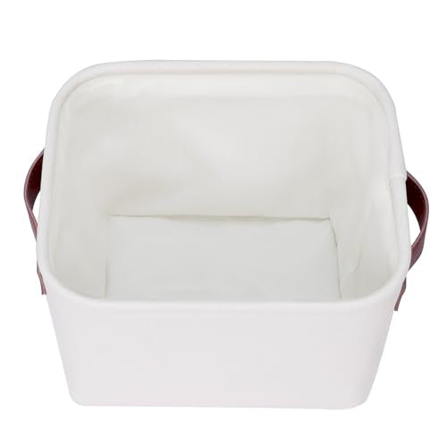 Kntiwiwo Small Fabric Storage Bins, 7.8x6.7x5.9 inch Mini Storage Cubes 4-Pack Storage Basket for Makeup Collapsible Fabric Storage Organizer with Handles, Decorative Basket for Desk, Shelves, White - color: White, size: 7.9" x 6.7" x 6"