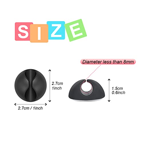 Shintop Cord Organizer, 6 Pack Black Charger Holder Cable Clips Wire Clips for Organizing Desk Nightstand Car Phone Charger - color: Black, size: Small