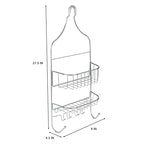 Bath Bliss Design Chrome, Resistant, 2 Tier Contoured Caddy, Over The Shower Head, Rust Proof, Bathroom Organizer with Hooks for Hanging Razor, Sponge, Shampoo Holder (Model: 4662)