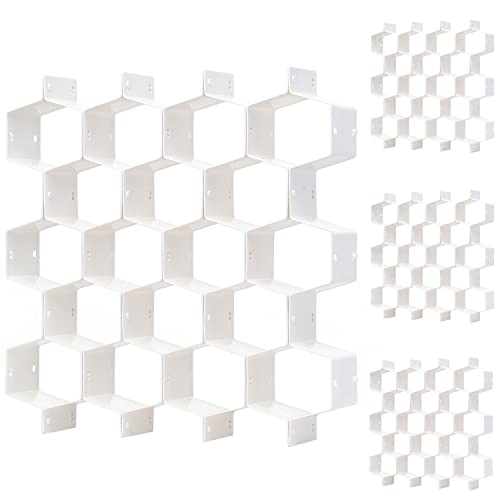 Honeycomb drawer organizer and divider, underwear, socks, tie sorter, office supplies and sundry sorting 32 pieces (White) - color: White-4PCS