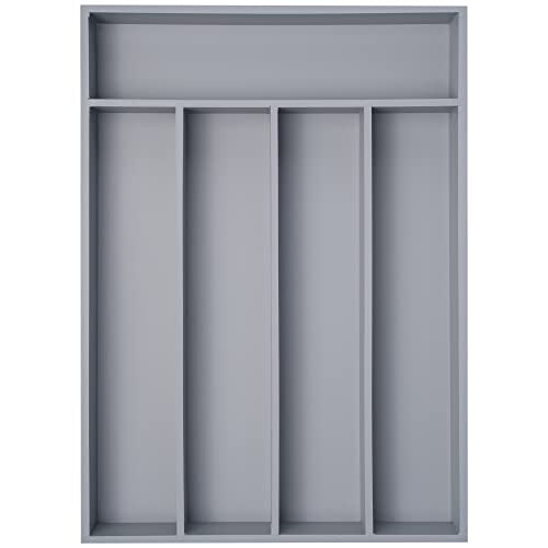 Besilord Bamboo Silverware Holder - Drawer Organizer with 5 Slots (Gray) - color: Gray, size: 5 Slots