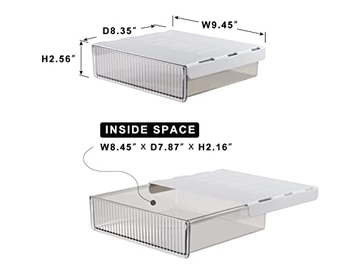 Under Desk Drawers for Organization, Pull Slide out Drawer Underneath Table With Lip, Attachable Under Shelf Pencil Drawer, Clear Light Black