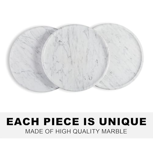 Natural Marble Serving Tray, 11.8in Round, Carrara Marble, Bathroom/Kitchen/Coffee Table Tray for Counter, Decorative Vanity for Catchall, Fruit and Snack - color: Carrara