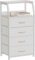 Furnulem Tall 4 Drawers Dresser, Vertical Storage Tower for Bedroom, Hallway, Entryway, Nursery, Closet Organizer, Nightstand Bedside Table Furniture, Sturdy Steel Frame, Wood Top, White - color: White, style: 4 Drawers