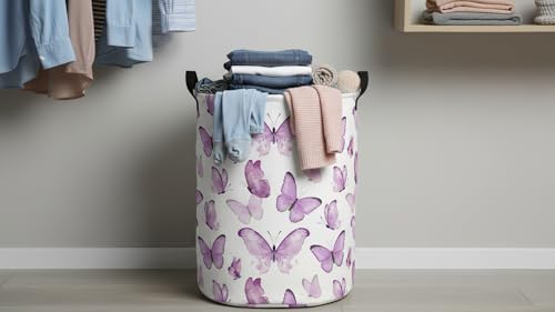 19.7" Laundry Basket,Dirty Clothes Hamper,Waterproof Storage Bin,Room Decor,Gift Baskets,Nursery Hamper(Fluttering Butterfly) - color: Fluttering Butterfly