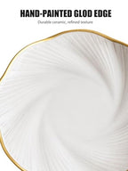 Ceramic Jewelry Tray with Gold Edge, 5 Inch Modern Trinket Dish for Rings, Bracelets & Earrings, Elegant Dresser Organizer (White) - color: White_round