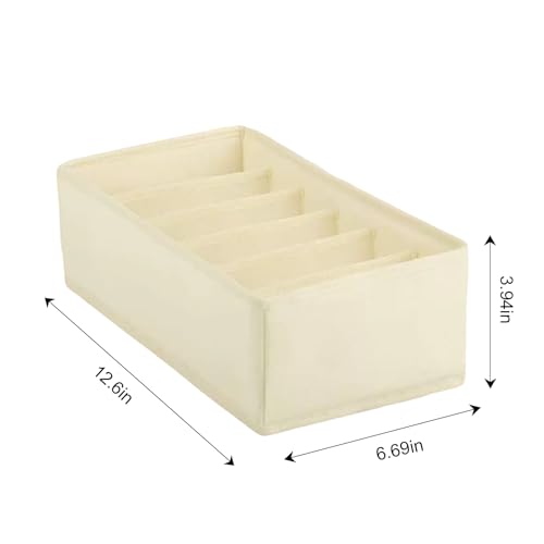 1 Pcs Drawer Organizer Storage Box for Underwear Socks Closet Divider for Wardrobe Dresser Vanity Space Saving Use(6-Grid Off White) - color: Off White-2, size: Small
