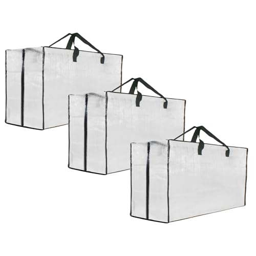3 Pack Heavy Duty Moving Bags, Extra Large Clear Storage Bags with Zipper and Handles, Moving Boxes & Storage Bins Alternative, Packing Supplies, Moving Supplies for Dorm Room Essentials - size: 3 Pack