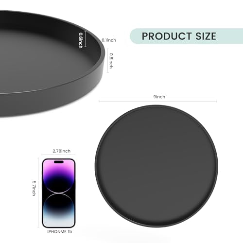2 Pack 9" Bathroom and Vanity Tray, ABS Bathroom Counter Organizer, Coffee Table Decor for Perfume, Candles, Keys &More. Kitchen Countertop Organizer, Decorative Tray Soap Holder, Black - color: Black, size: 9" - 2Pcs
