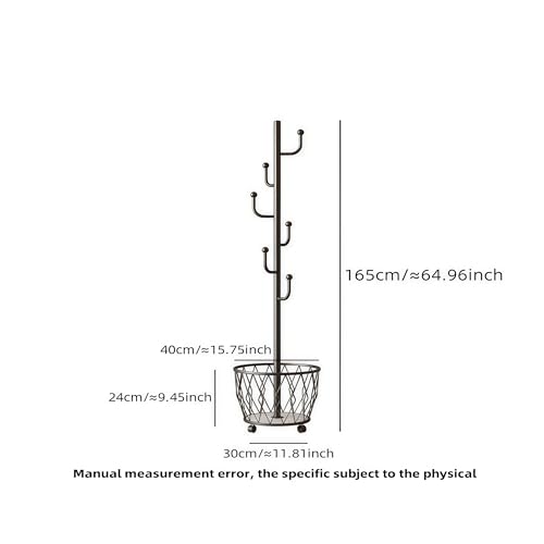 Cactus shaped Freestanding Metal Coat Rack Stand with Basket Modern Organizer for Scarf Jacket Hat Bags Ideal for Home Entryway Bedroom Corner Stable and Moveable (black) - color: black