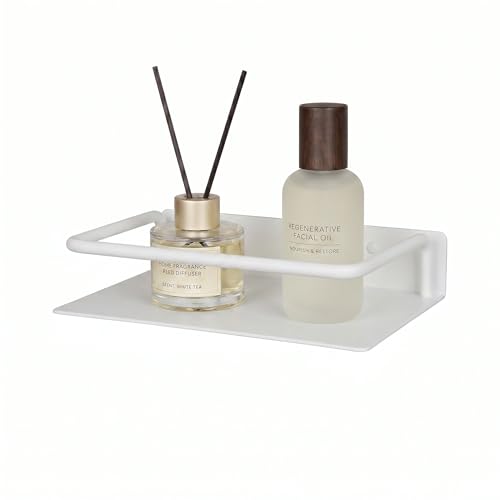 RFOUO Small Shelf for Wall, Small Floating Shelf, Black Wall Shelves, Metal Bathroom Shelves, Metal Floating Shelves for Bathroom Bedroom Kitchen (White, 8Inch) - color: White, size: 8inch