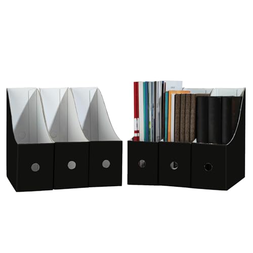 Limitliho Magazine Holde, Magazine File Holder for Home, Office, Desk, 10.6'' H×10.2'' L ×3.5''W Magazine Storage Box (Black, 6 Pack) - color: Black, size: 6 Pack