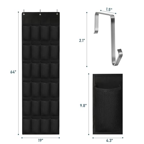 24 Large Pockets Upgraded Over the Door Shoe Organizer, Enhanced Hanging Solution Holder Closets, Shoe Cabinets for Everyone