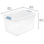 Sterilite 6-Pack Latching Box, Under Bed Storage Bins with Lids, Clear Plastic, 64 Quart - Heavy-Duty Organizing Containers for Closet, Bathroom, and Office - size: 64 Quart, style: 6 Pack