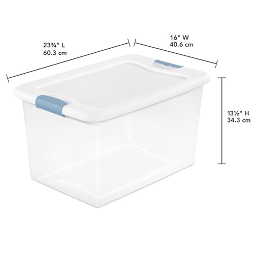 Sterilite 12 Pack Latching Box, Under Bed Storage Bins with Lids, Clear Plastic, 64 Quart - Heavy-Duty Organizing Containers for Closet, Bathroom, and Office - size: 64 Quart, style: 12 Pack