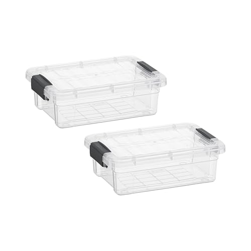 Superio Clear Storage Boxes with Lids, 1.27 Quart Plastic Container Bins for Organizing, Stackable Crates, BPA Free, Non Toxic, Odor Free, Organizers for Home, Office and Dorm, 2 Pack - size: 1.27 Quart, style: 2 Pack