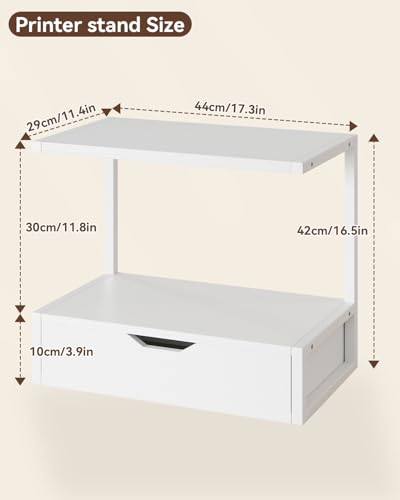 IBUYKE 2 Tier Desktop Printer Stand,Printer Table with Storage Shelf,Multi-Purpose Desk Organizer for Folders,Books,for Fax Machine, Scanner,Home Office,White TLJ015W - color: White