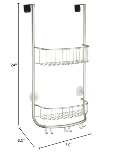 iDesign Over-the-Door Hanging Shower Caddy Organizer, The Forma Collection – 12” x 6.5” x 24”, Matte Black - color: Matte Black