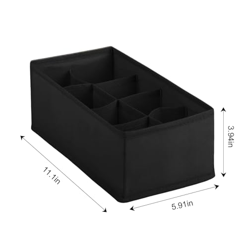 1 Pcs Drawer Organizer Storage Box for Underwear Socks Closet Divider for Wardrobe Dresser Vanity Space Saving Use(8-Grid Black) - color: Black-4, size: Medium