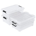 4 Packs Under Bed Storage Containers with Clear Lid, Large Stackable Plastic Latching Bins with Rolling Wheels, 40 Quart - size: 40L