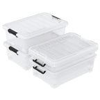 4 Packs Under Bed Storage Containers with Clear Lid, Large Stackable Plastic Latching Bins with Rolling Wheels, 40 Quart - size: 40L