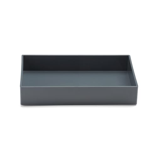 Poppin Stackable Medium Accessory Tray - Modular Lacquer Desk Trays for Office Organization, Color-Coordinated Office Supplies for Desk, Paper Trays (Dark Gray, Medium Accessory) - color: Dark Gray, size: 9.8" x 6.8" x 1.8"